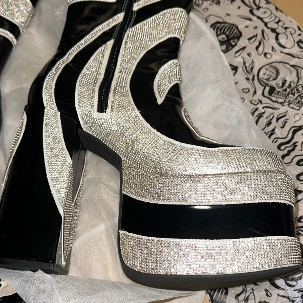 Current Mood Rhinestone Swirl boots HOW SWEET IT IS PLATFORM BOOTS - SILVER